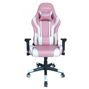 MERCURY Herná stolička MRacer koženka, bielo-ružová